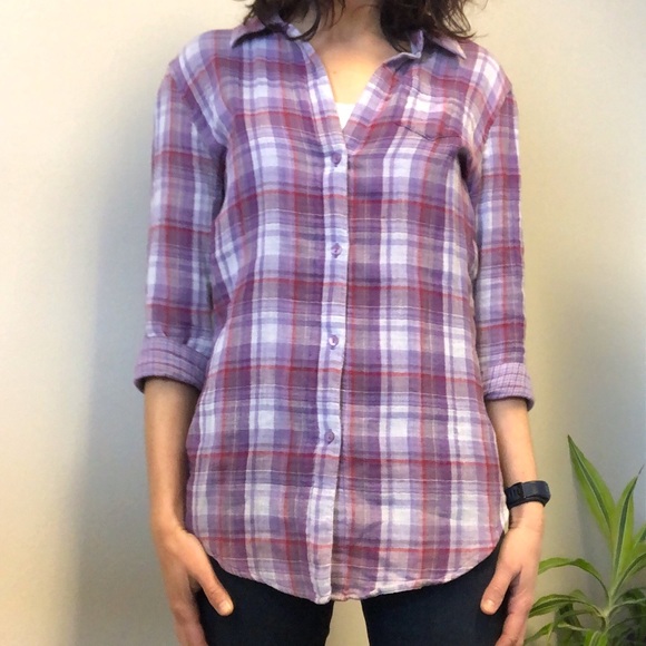 Eze Sur Mer Plaid Buttondown - NWT - Picture 5 of 5
